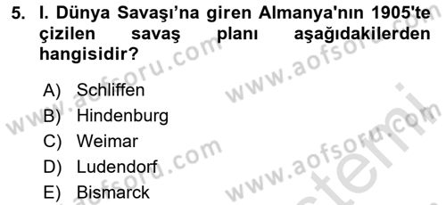 Yakınçağ Avrupa Tarihi Dersi 2024 - 2025 Yılı (Final) Dönem Sonu Sınav Soruları 5. Soru