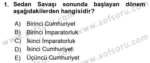 Yakınçağ Avrupa Tarihi Dersi 2024 - 2025 Yılı Yaz Okulu Sınav Soruları 1. Soru