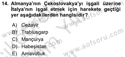 Yakınçağ Avrupa Tarihi Dersi 2024 - 2025 Yılı Yaz Okulu Sınav Soruları 14. Soru
