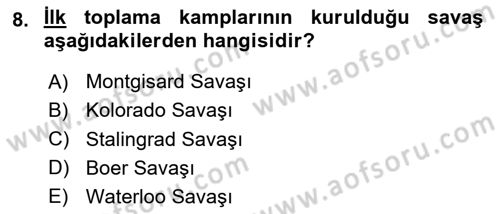 Yakınçağ Avrupa Tarihi Dersi 2024 - 2025 Yılı Yaz Okulu Sınav Soruları 8. Soru