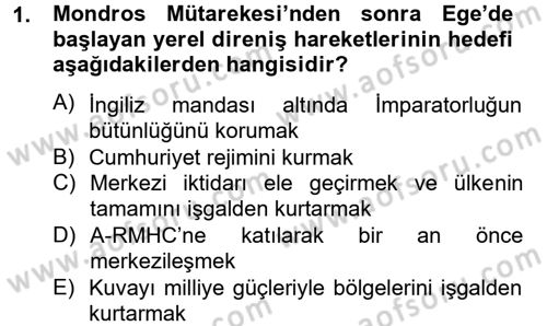 Türkiye Cumhuriyeti Siyasî Tarihi Dersi 2012 - 2013 Yılı (Vize) Ara Sınav Soruları 1. Soru