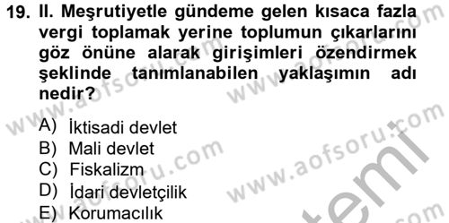 Türkiye Cumhuriyeti Siyasî Tarihi Dersi 2012 - 2013 Yılı (Final) Dönem Sonu Sınav Soruları 19. Soru