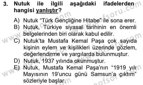 Türkiye Cumhuriyeti Siyasî Tarihi Dersi 2012 - 2013 Yılı (Final) Dönem Sonu Sınav Soruları 3. Soru