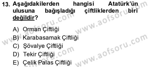 Türkiye Cumhuriyeti Siyasî Tarihi Dersi 2013 - 2014 Yılı (Vize) Ara Sınav Soruları 13. Soru