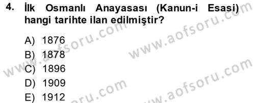 Türkiye Cumhuriyeti Siyasî Tarihi Dersi 2013 - 2014 Yılı (Vize) Ara Sınav Soruları 4. Soru