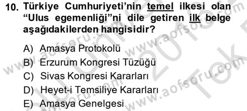 Türkiye Cumhuriyeti Siyasî Tarihi Dersi 2013 - 2014 Yılı Tek Ders Sınav Soruları 10. Soru