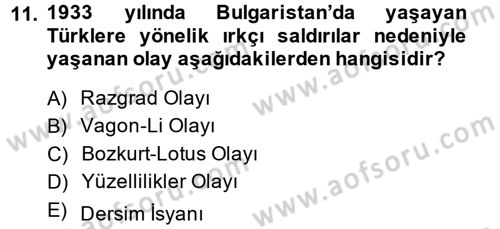 Türkiye Cumhuriyeti Siyasî Tarihi Dersi 2013 - 2014 Yılı Tek Ders Sınav Soruları 11. Soru