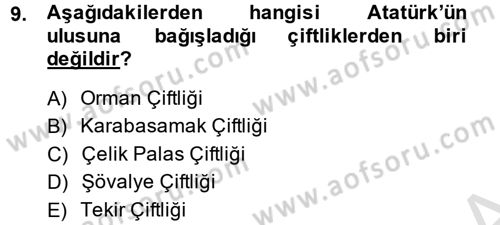 Türkiye Cumhuriyeti Siyasî Tarihi Dersi 2013 - 2014 Yılı Tek Ders Sınav Soruları 9. Soru
