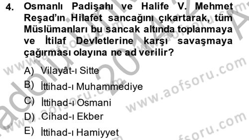 Türkiye Cumhuriyeti Siyasî Tarihi Dersi 2014 - 2015 Yılı (Vize) Ara Sınavı 4. Soru