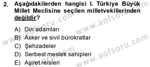 Türkiye Cumhuriyeti Siyasî Tarihi Dersi 2014 - 2015 Yılı (Final) Dönem Sonu Sınav Soruları 2. Soru