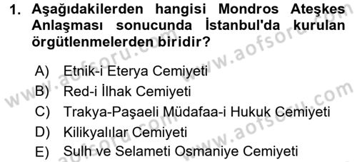 Türkiye Cumhuriyeti Siyasî Tarihi Dersi 2015 - 2016 Yılı (Vize) Ara Sınav Soruları 1. Soru