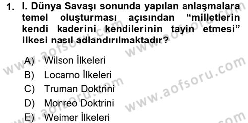 Türkiye Cumhuriyeti Siyasî Tarihi Dersi 2015 - 2016 Yılı Tek Ders Sınav Soruları 1. Soru