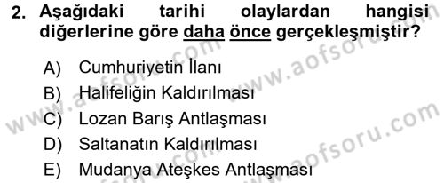Türkiye Cumhuriyeti Siyasî Tarihi Dersi 2016 - 2017 Yılı (Vize) Ara Sınav Soruları 2. Soru