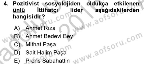 Türkiye Cumhuriyeti Siyasî Tarihi Dersi 2016 - 2017 Yılı (Vize) Ara Sınav Soruları 4. Soru