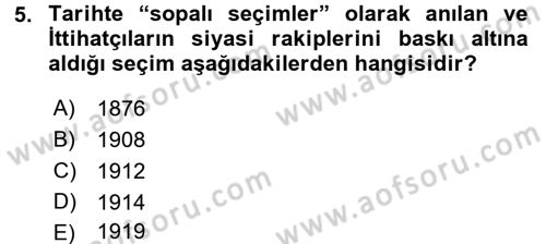 Türkiye Cumhuriyeti Siyasî Tarihi Dersi 2016 - 2017 Yılı (Vize) Ara Sınav Soruları 5. Soru