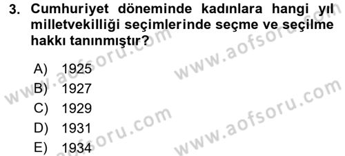Türkiye Cumhuriyeti Siyasî Tarihi Dersi 2017 - 2018 Yılı 3 Ders Sınav Soruları 3. Soru