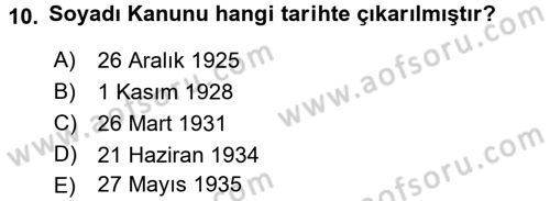 Türkiye Cumhuriyeti Siyasî Tarihi Dersi 2017 - 2018 Yılı (Vize) Ara Sınav Soruları 10. Soru