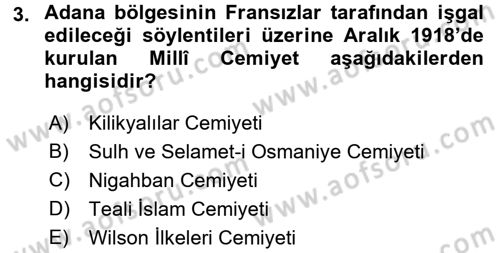 Türkiye Cumhuriyeti Siyasî Tarihi Dersi 2017 - 2018 Yılı (Vize) Ara Sınav Soruları 3. Soru