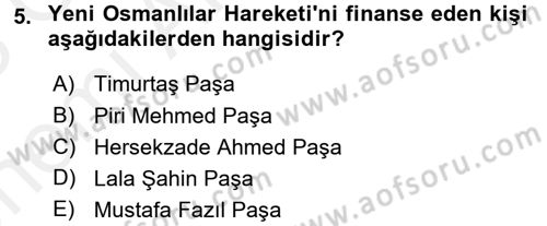 Türkiye Cumhuriyeti Siyasî Tarihi Dersi 2017 - 2018 Yılı (Vize) Ara Sınav Soruları 5. Soru