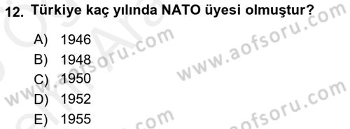 Türkiye Cumhuriyeti Siyasî Tarihi Dersi 2018 - 2019 Yılı (Vize) Ara Sınav Soruları 12. Soru