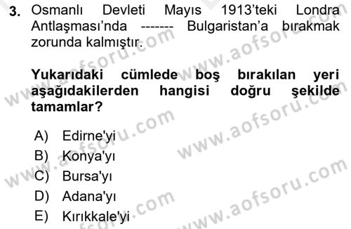 Türkiye Cumhuriyeti Siyasî Tarihi Dersi 2018 - 2019 Yılı (Vize) Ara Sınav Soruları 3. Soru