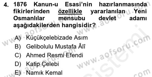Türkiye Cumhuriyeti Siyasî Tarihi Dersi 2018 - 2019 Yılı (Vize) Ara Sınav Soruları 4. Soru