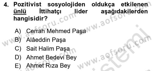 Türkiye Cumhuriyeti Siyasî Tarihi Dersi 2021 - 2022 Yılı (Vize) Ara Sınav Soruları 4. Soru