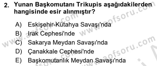 Türkiye Cumhuriyeti Siyasî Tarihi Dersi 2021 - 2022 Yılı Yaz Okulu Sınav Soruları 2. Soru