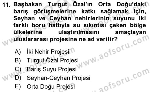 Türkiye Cumhuriyeti Siyasî Tarihi Dersi 2023 - 2024 Yılı (Final) Dönem Sonu Sınav Soruları 11. Soru