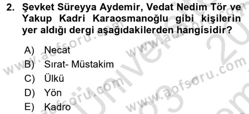 Türkiye Cumhuriyeti Siyasî Tarihi Dersi 2023 - 2024 Yılı (Final) Dönem Sonu Sınav Soruları 2. Soru