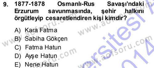 Osmanlı Tarihi (1876–1918) Dersi Ara Sınavı Deneme Sınav Soruları 9. Soru