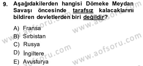 Osmanlı Tarihi (1876–1918) Dersi 2013 - 2014 Yılı (Final) Dönem Sonu Sınav Soruları 9. Soru