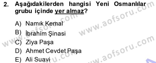 Osmanlı Tarihi (1876–1918) Dersi 2014 - 2015 Yılı (Vize) Ara Sınav Soruları 2. Soru