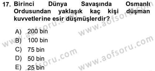 Osmanlı Tarihi (1876–1918) Dersi 2015 - 2016 Yılı (Final) Dönem Sonu Sınav Soruları 17. Soru