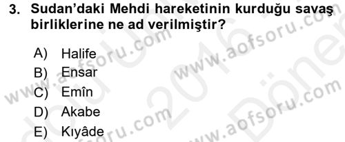 Osmanlı Tarihi (1876–1918) Dersi 2016 - 2017 Yılı (Final) Dönem Sonu Sınav Soruları 3. Soru
