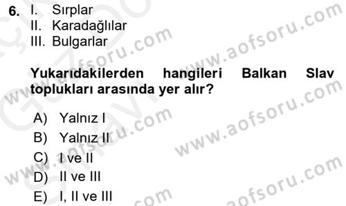 Osmanlı Tarihi (1876–1918) Dersi 2018 - 2019 Yılı (Vize) Ara Sınav Soruları 6. Soru