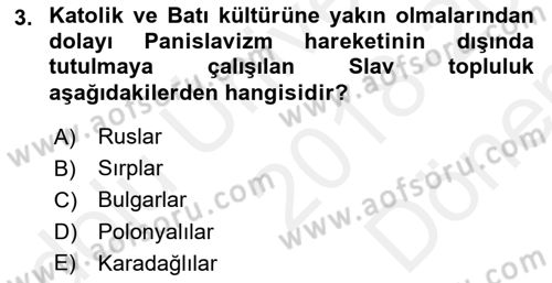 Osmanlı Tarihi (1876–1918) Dersi 2018 - 2019 Yılı (Final) Dönem Sonu Sınav Soruları 3. Soru