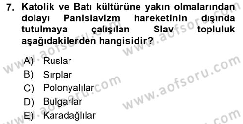 Osmanlı Tarihi (1876–1918) Dersi Ara Sınavı Deneme Sınav Soruları 7. Soru