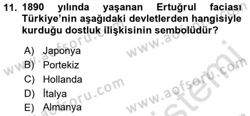 Osmanlı Tarihi (1876–1918) Dersi 2021 - 2022 Yılı (Final) Dönem Sonu Sınav Soruları 11. Soru