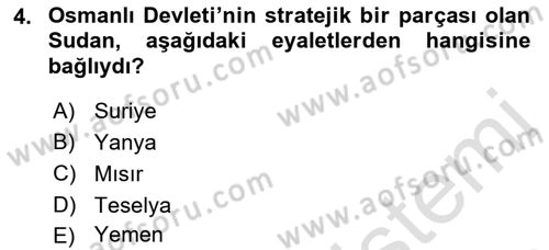 Osmanlı Tarihi (1876–1918) Dersi 2021 - 2022 Yılı (Final) Dönem Sonu Sınav Soruları 4. Soru