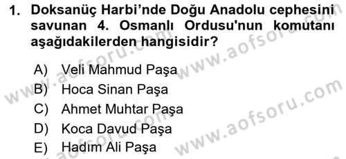 Osmanlı Tarihi (1876–1918) Dersi 2022 - 2023 Yılı Yaz Okulu Sınav Soruları 1. Soru