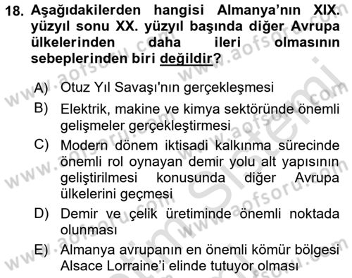 Osmanlı Tarihi (1876–1918) Dersi 2023 - 2024 Yılı (Final) Dönem Sonu Sınav Soruları 18. Soru