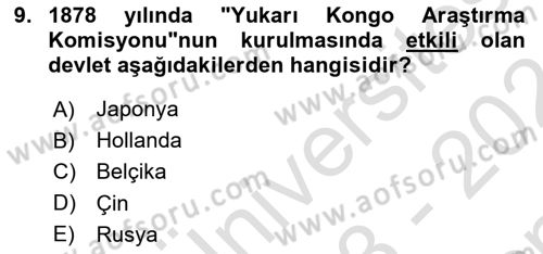 Osmanlı Tarihi (1876–1918) Dersi 2023 - 2024 Yılı (Final) Dönem Sonu Sınav Soruları 9. Soru