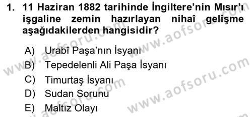 Osmanlı Tarihi (1876–1918) Dersi 2024 - 2025 Yılı (Final) Dönem Sonu Sınav Soruları 1. Soru