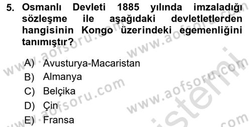 Osmanlı Tarihi (1876–1918) Dersi 2024 - 2025 Yılı (Final) Dönem Sonu Sınav Soruları 5. Soru