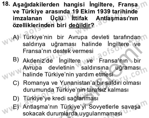 Türkiye Cumhuriyeti İktisat Tarihi Dersi 2013 - 2014 Yılı (Vize) Ara Sınav Soruları 18. Soru