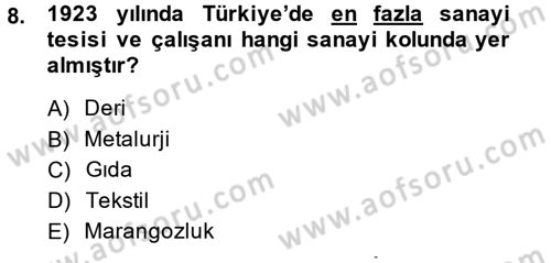 Türkiye Cumhuriyeti İktisat Tarihi Dersi 2013 - 2014 Yılı (Vize) Ara Sınav Soruları 8. Soru