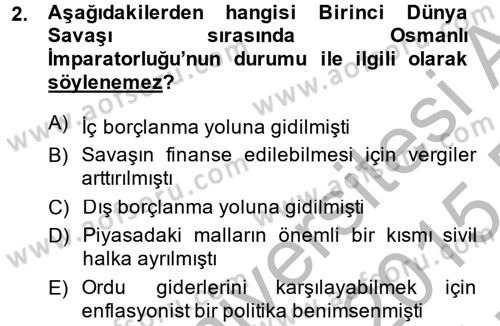 Türkiye Cumhuriyeti İktisat Tarihi Dersi 2014 - 2015 Yılı (Vize) Ara Sınav Soruları 2. Soru