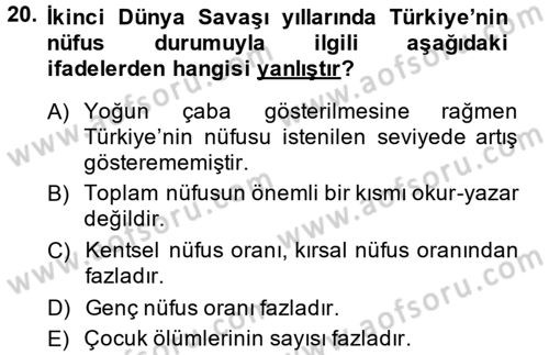 Türkiye Cumhuriyeti İktisat Tarihi Dersi 2014 - 2015 Yılı (Vize) Ara Sınav Soruları 20. Soru