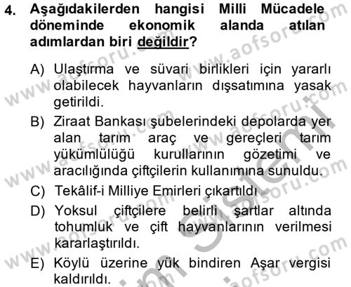 Türkiye Cumhuriyeti İktisat Tarihi Dersi 2014 - 2015 Yılı (Vize) Ara Sınav Soruları 4. Soru